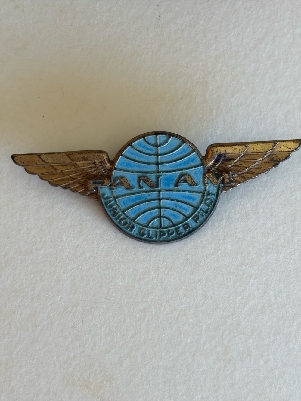Blue & Gold Winged Enamel Brooch